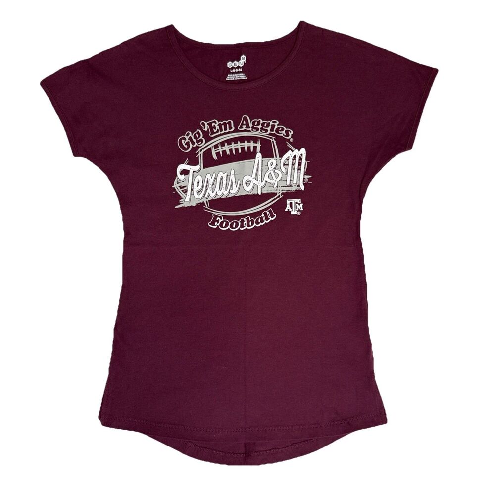 Texas A&M University Girls Large 14 Gig Em Aggies Tshirt Football Team Tee NWT